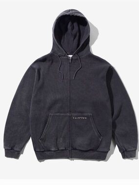 Butter Goods Waffle Zip-Thru Hoodie - Black Overdye